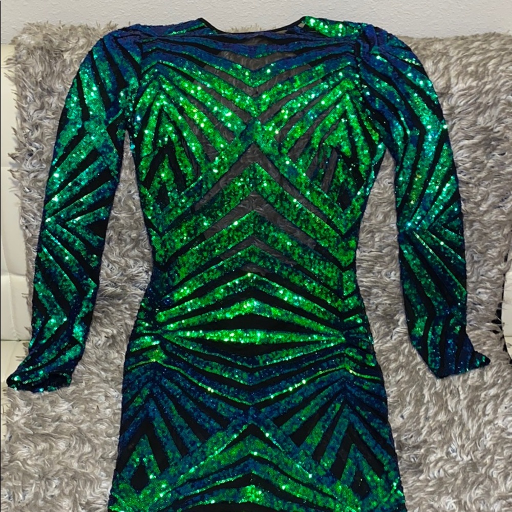 Fashion Nova Green Sequin Dress